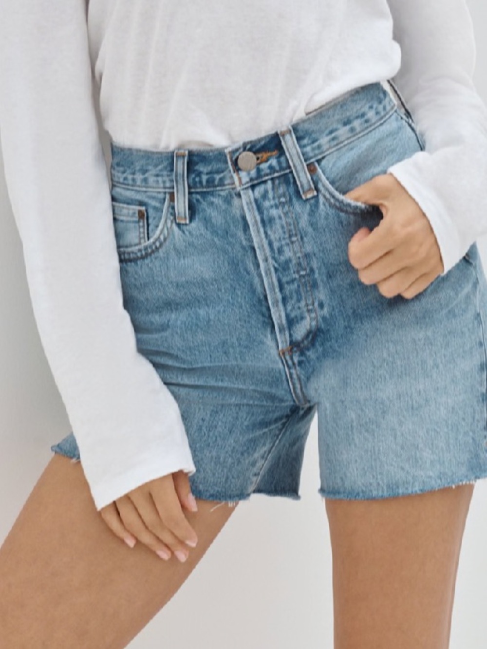 Denim Forum The Yoko Hi-Rise Mid-Thigh Denim Short Size 26